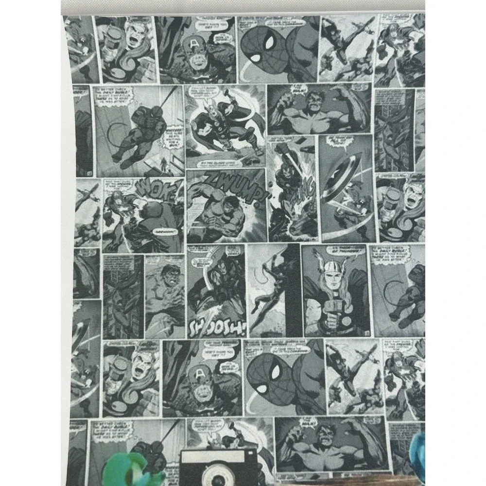 Marvel Action Heros Comic Strip Wallpaper 159502 Black and White 11Yds x 21